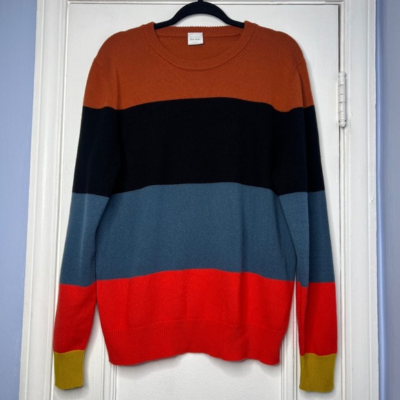 Paul Smith Slim-Fit Striped Cashmere Sweater Jumper Multi Color Men's Size Large - Picture 1 of 10